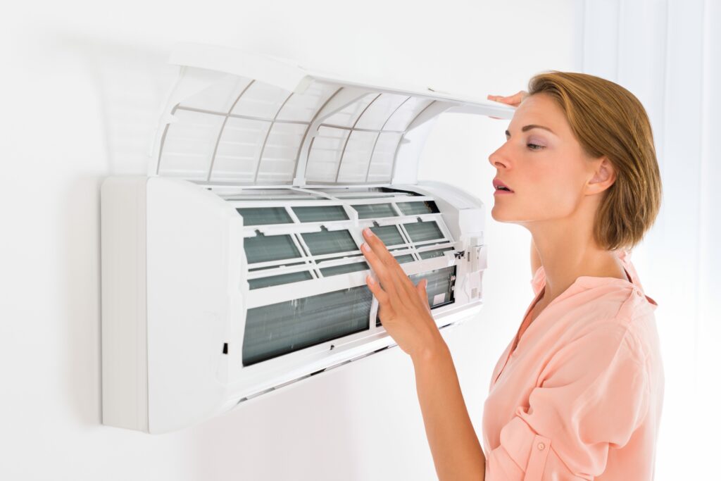 woman checking out air conditioner in Rochester Hills